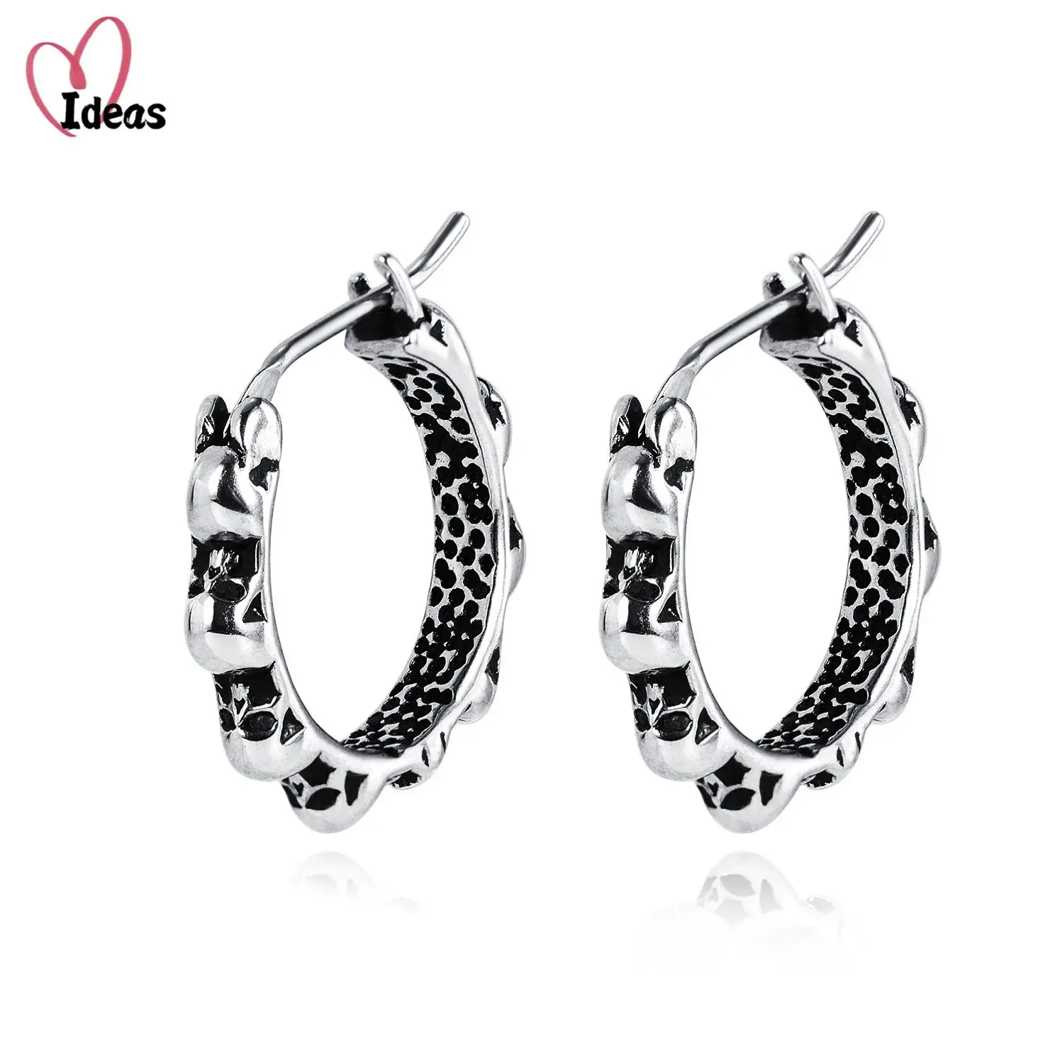 

Hot Sell Punk Skull Earrings for Men Boys Cool silver color Jewelry Hip-hop Stud Earrings Vintage Rock Skeleton Earrings