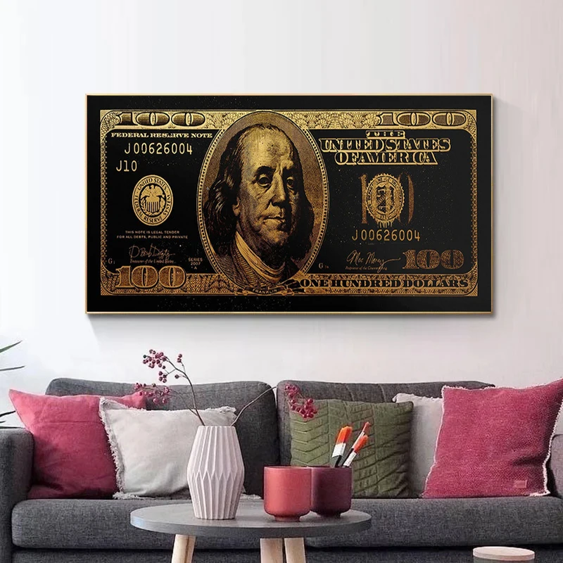 

Dollars Money Posters and Prints Culture Style Street Art Inspirational Canvas Painting Wall Picture for Living Room Cuadros