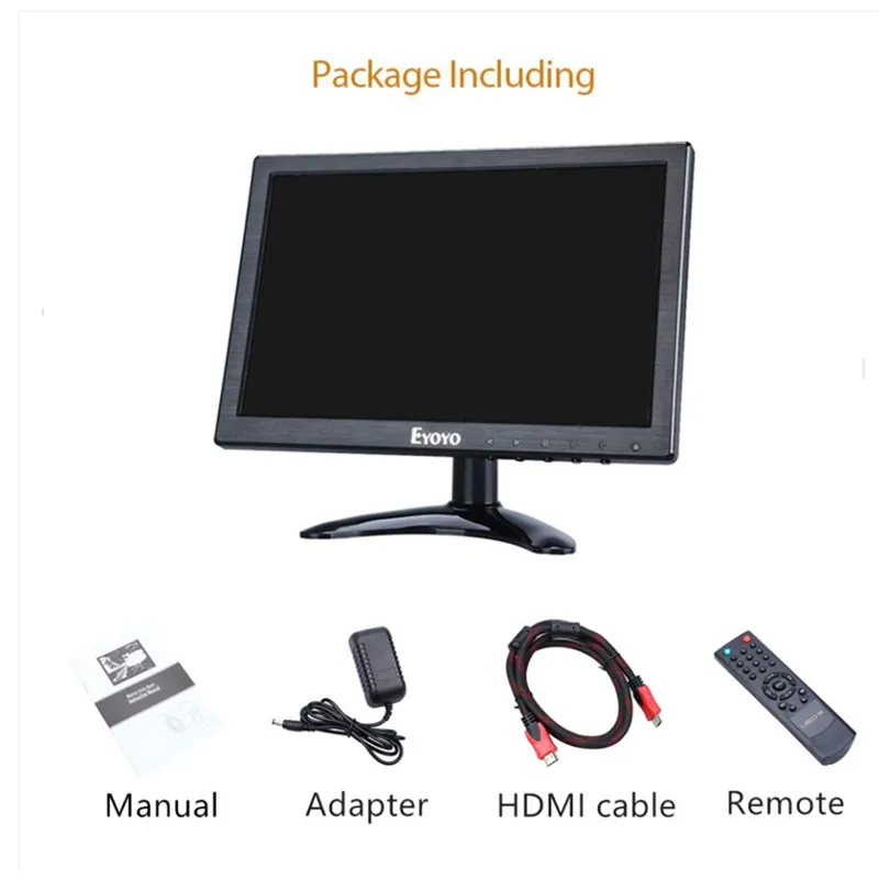 EYOYO 10'' 1920x1200 Display Video Audio HDMl IPS Monitor 180degree w/ Speaker Lightweight For CCTV DVD PC Laptop DVR CCD