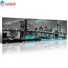 Алмазная живопись Бруклинский мост Нью-Йорк ночь города Мозаика Черный Белый аквазеленый голубой пейзаж Нью-Йорк большой размер