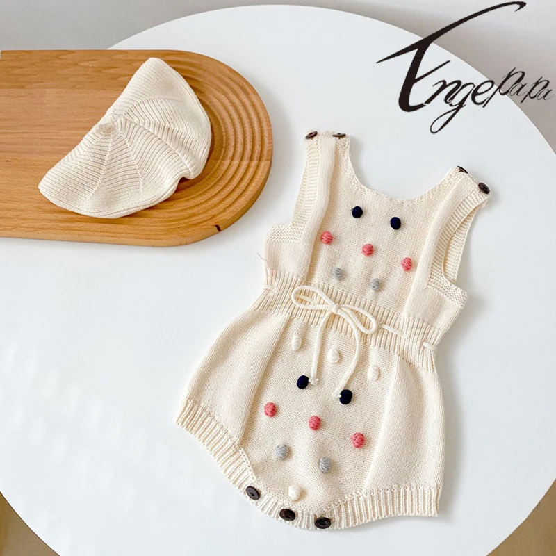 

Engepapa 2021 Newborn Baby Rompers Spring&Autumn Knitted Baby Clothes Baby Girl Romper Cotton Dot Infant Boys Girls Jumpsuit