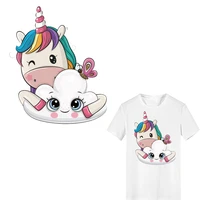 iron on transfer cartoon unicorn patches for kids clothing applique heat transfer vinyl stickers stripe applications for clothes