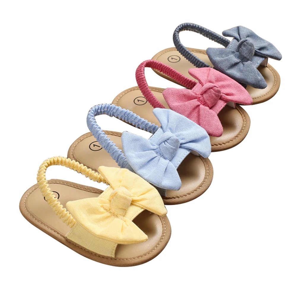 

2021 Summer 0-18M Baby Girl Big Bow Knot Sandals Casual Flat Soft Sole Non-Slip Infant Toddler Newborn Shoes Footwear 4 Colors