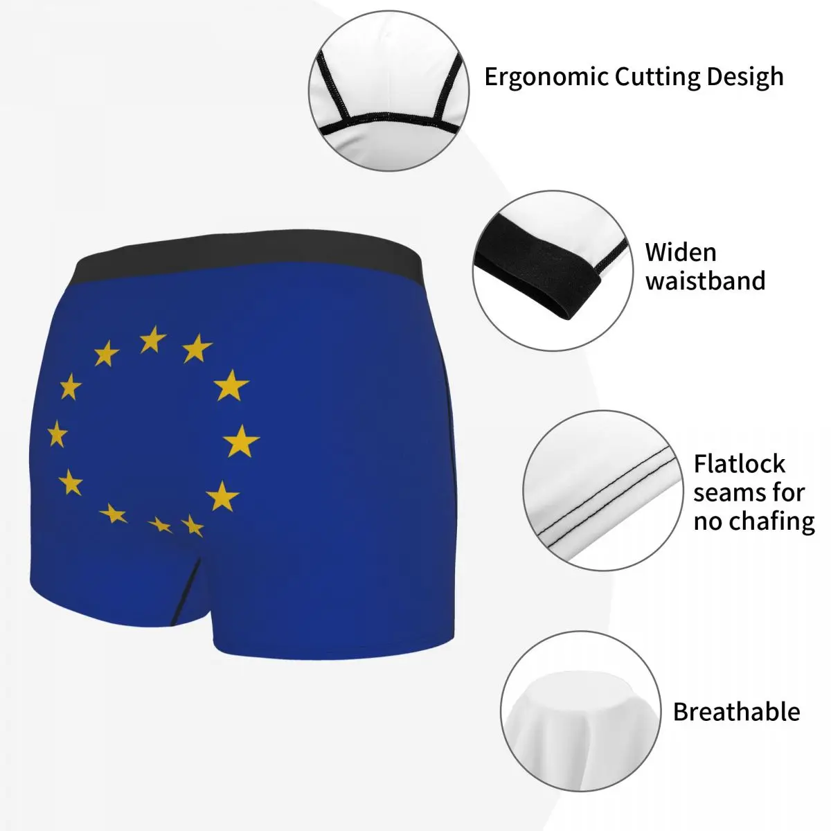 Flag Of Europe Men's Boxer Briefs Belgian Funny Novelty Men's boxer leggings