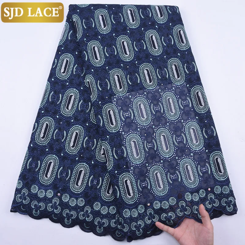 

SJD LACE Onion African Lace Fabric With Stones Swiss Voile Laces In Switzerland Embroidery Punch Cotton For Wedding Dress 2099B