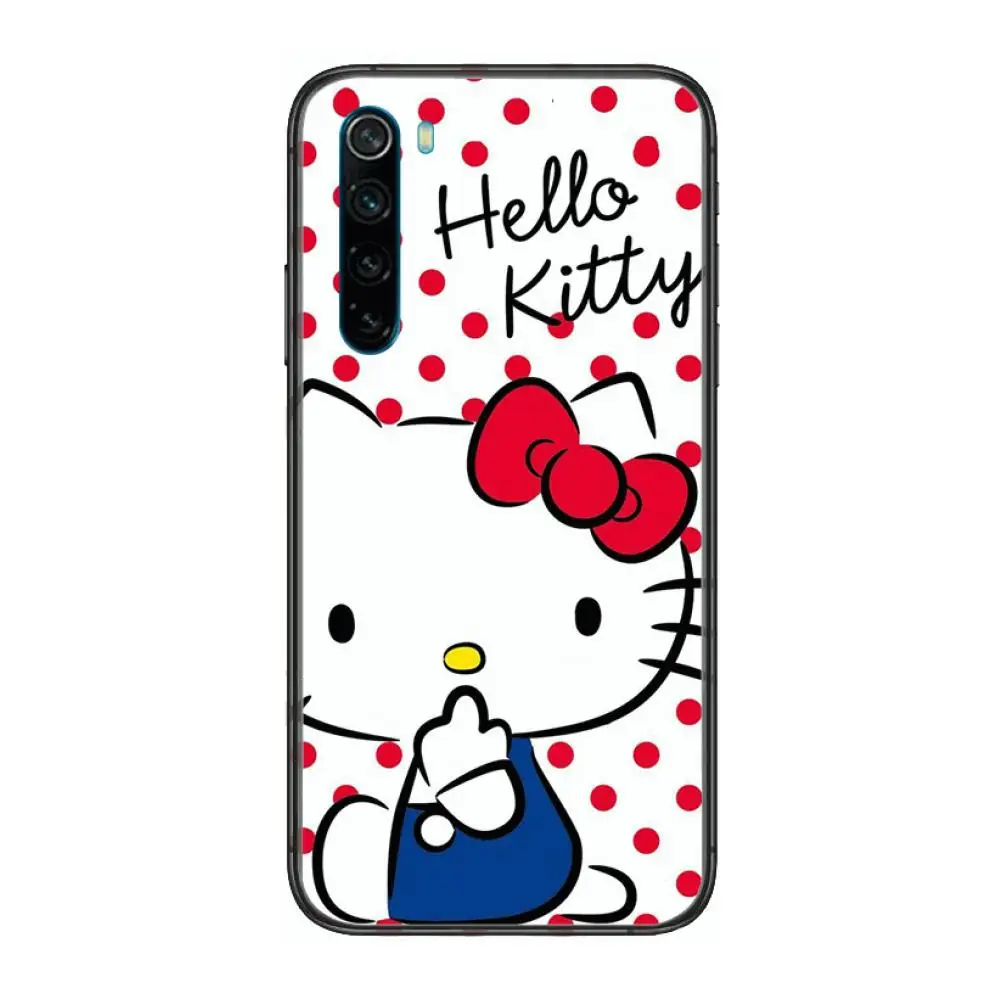 

Cute cartoon cat hello ketty Campus girl cartoon Phone Case For XiaoMi Redmi Note 9S 8 7 6 5 A Pro T Y1 Anime Black Cover Sili