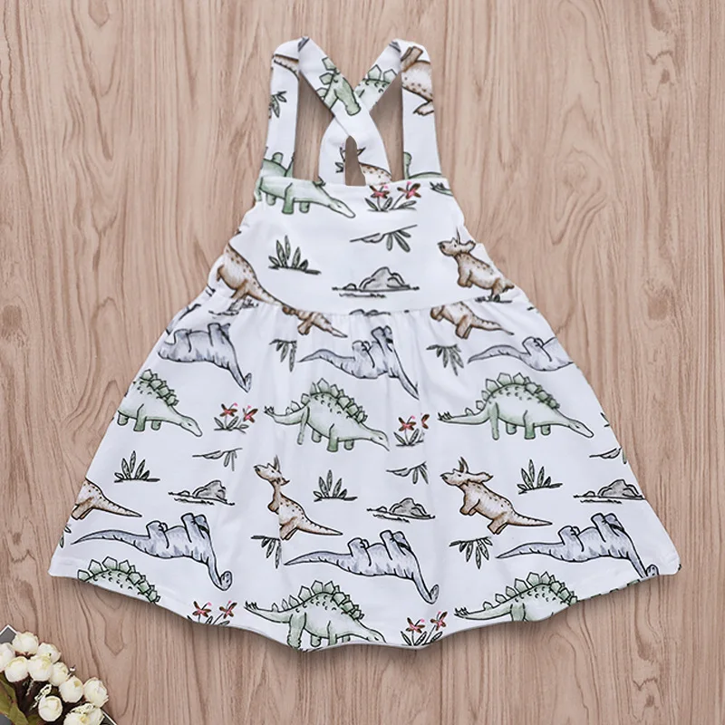 Lovely Baby Girl Dinosaur Dress Kids Dresses for Girls Sleeveless Backless Toddler Summer 1 4 Years Dropshipping | Детская одежда и