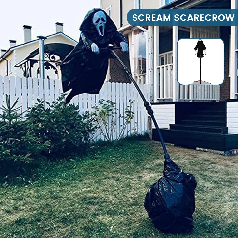 

Halloween Decor Garden Ghostface Scarecrow Outside Hanging Scary Scream Ghost Bird Repeller Creative Scarecrow Decorations