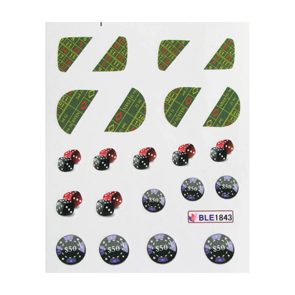 1 лист наклеек для ногтей модный покер Мультфильм Животные Сделай Сам дизайн