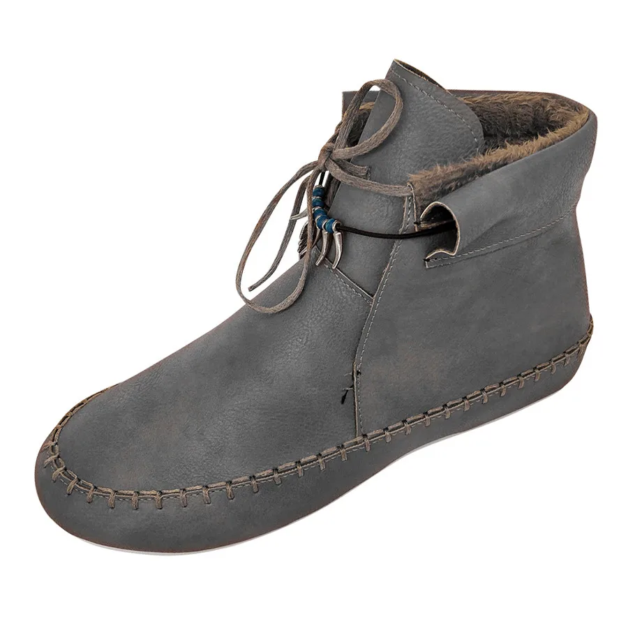2020 New Spring Winter Women's Ladies Fashion Casual Warm Lace Up Short Ankle Boots Flat Leather Shoes Folk-custom Lady | Обувь