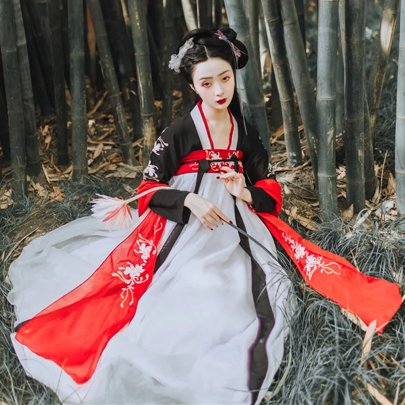 

Традиционный костюм Hanfu для классических танцев, женский наряд для народного фестиваля, одежда для певицы и выступления, сказочное платье, 2 ...