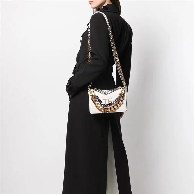 

handbags for women 2021designer luxury tricolor chain rectangular cowhide flap messenger bag single shoulder baguette bag