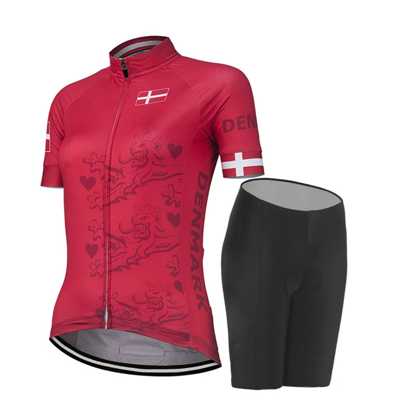 2021 Дания женский велосипедный комплект с коротким рукавом профессиональная