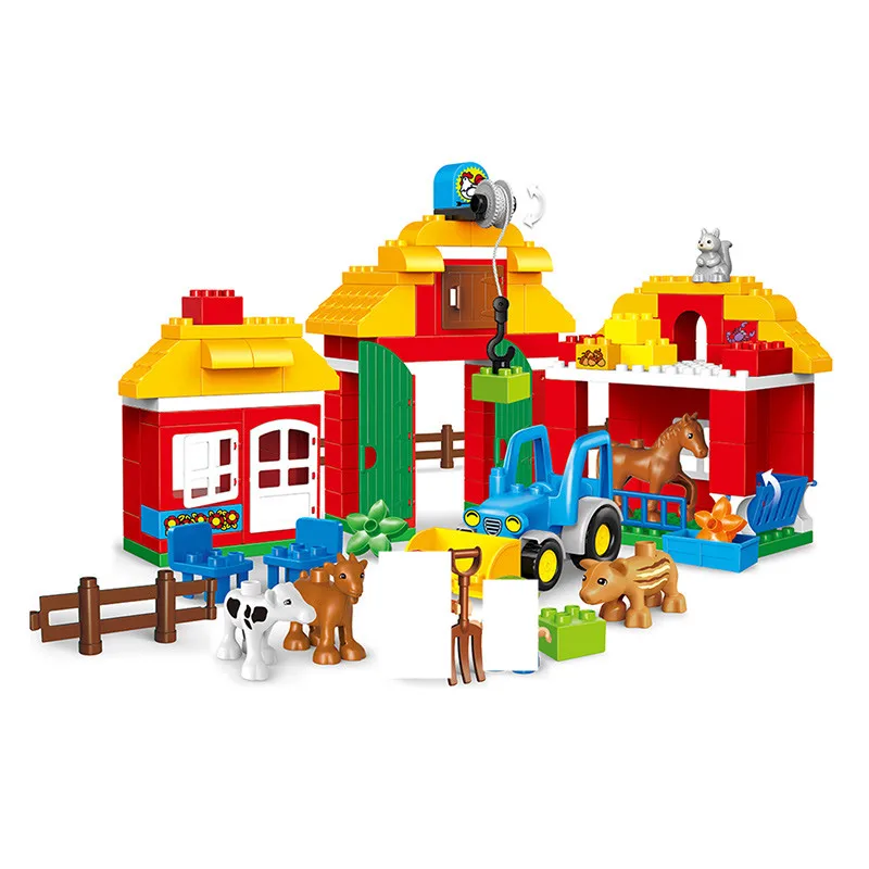

2019 New Large Building Blocks Farm Villa Bricks DIY Juguetes Education Birthday Girls Boys Gifts Toys Duplo For Children Over 3
