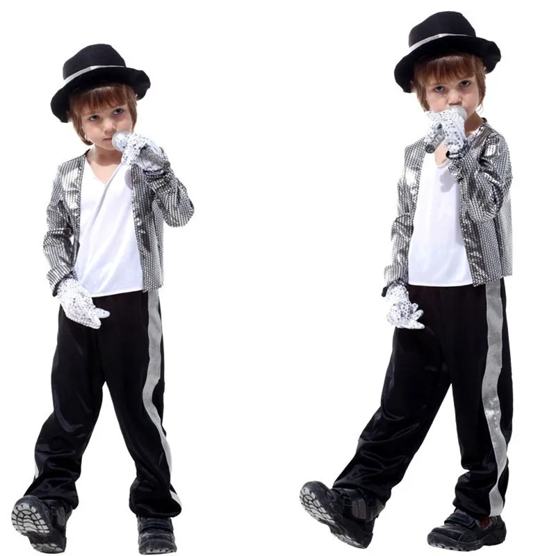 Серебристый крутой костюм Майка Джексона для мальчиков детский певицы на
