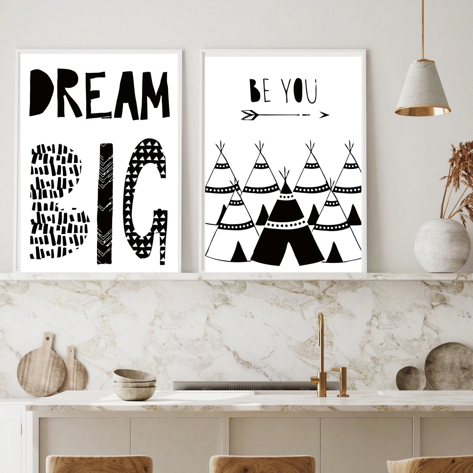 

Nursery Wall Art Canvas Painting Black and White Adventure Be You Dream Quotes Posters and Prints Nordic Baby Room Picture