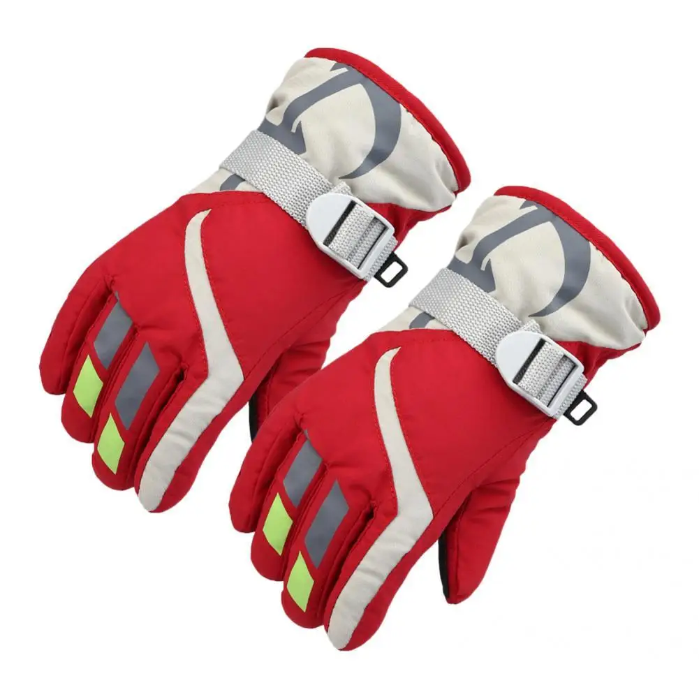 

1 Pair Warm Gloves Waterproof Good Performance Knitted Fabric Practical Kids Winter Outdoor Gloves for Skiing