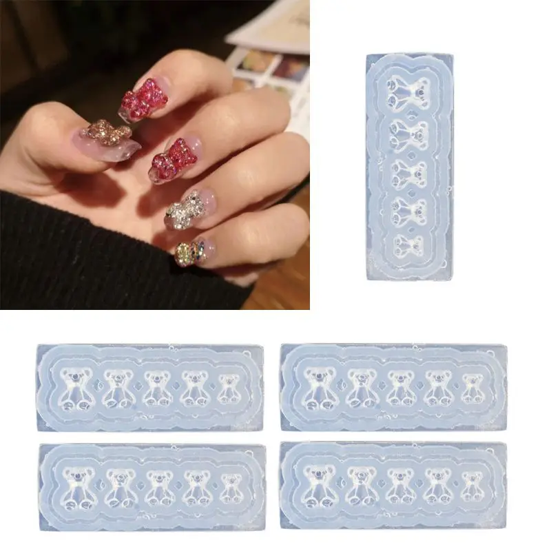 5 шт. силиконовых кейсов мини мишка Гамми пресс форм нейл арта смолы литейные