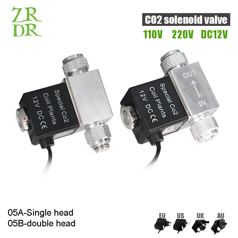 

ZRDR Aquarium Co2 Solenoid Valve Regulator 110V-220V Low Temperature Co2 Aquarium Fish Tank Electric Magnetic Valve EU US DC12V