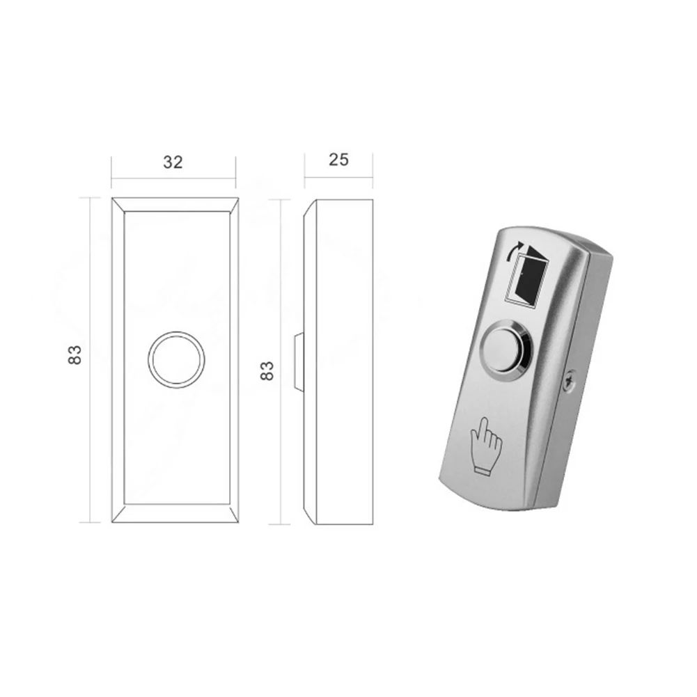 

Self Reset Push Button Switch Metal Door Exit Panel Household Bedroom Ornaments for Access Set Control System