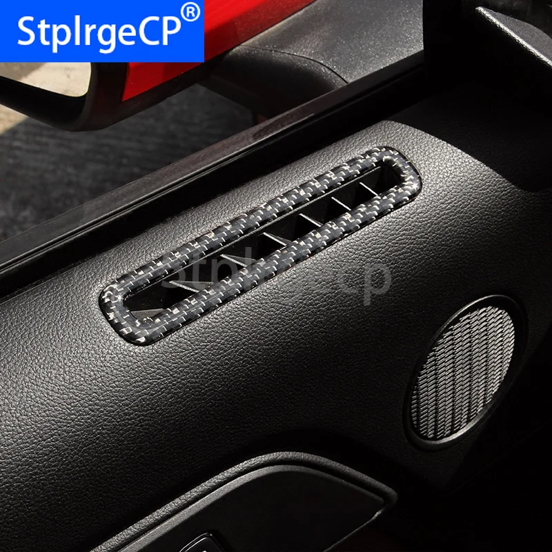 

Real Carbon Fiber Car Door Air AC Outlet Vent Molding Cover Trim Sticker For Ford Mustang 2015 2016 2017 2018 Car Styling