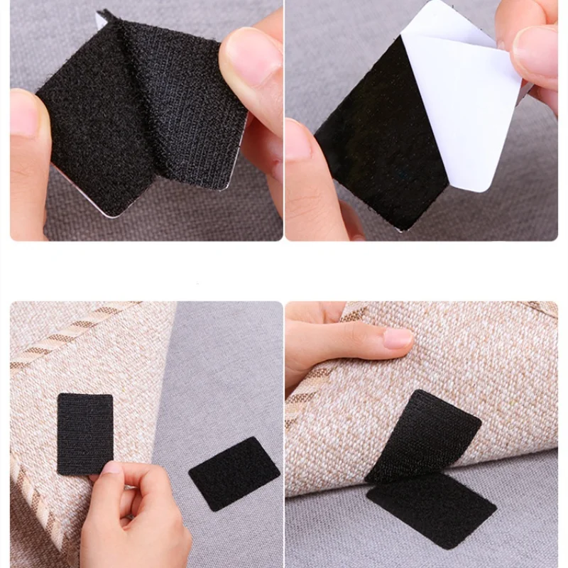 

5 Pairs Self Adhesive Hook Loop fastener tape Anti Curling Floor Rug Mat Gripper Bedclothes Sofa Carpet Non-slip fixed sticker