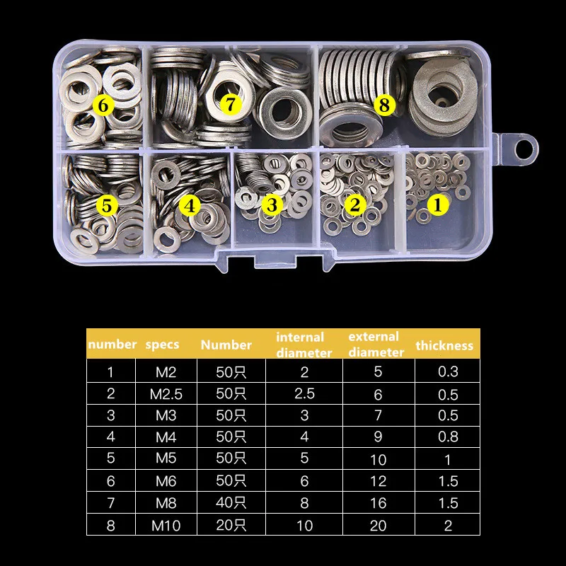 Шайба из нержавеющей стали M3/M4/M5/M6/M8/M10 360 шт. | Обустройство дома