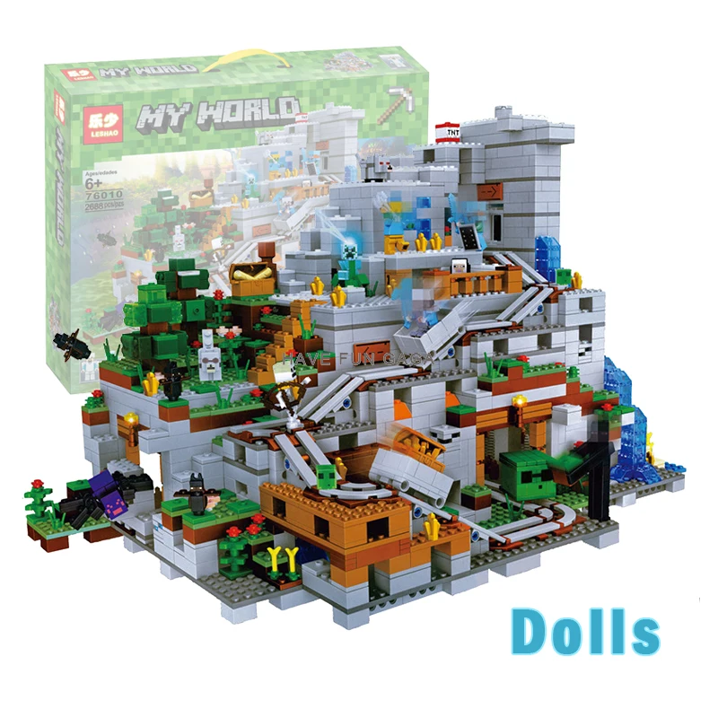 Горная пещера фигурки Стива сборные строительные блоки игрушки совместимые с