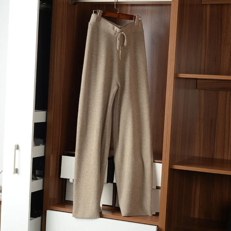 

2021 Winter Women warm Oversized Loose Jogging Knitted Pants