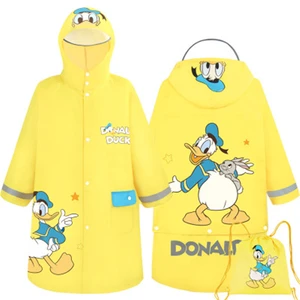 Disney Yellow Kids Raincoat Waterproof Rain Poncho Mickey Children Raincoat Student Rainsuit Protective Covers Reflective Strip