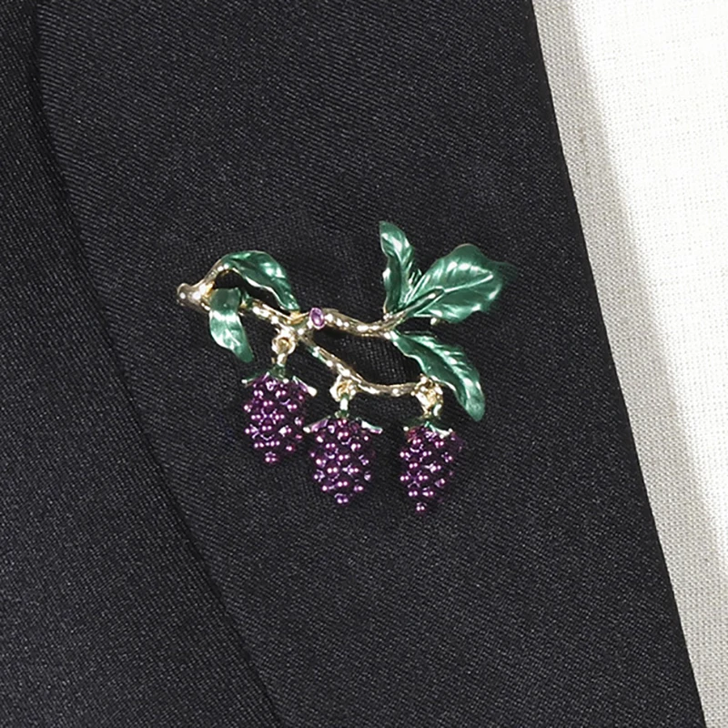 Роскошные стразы брошь виноград для женщин модные эмалированные булавки в виде