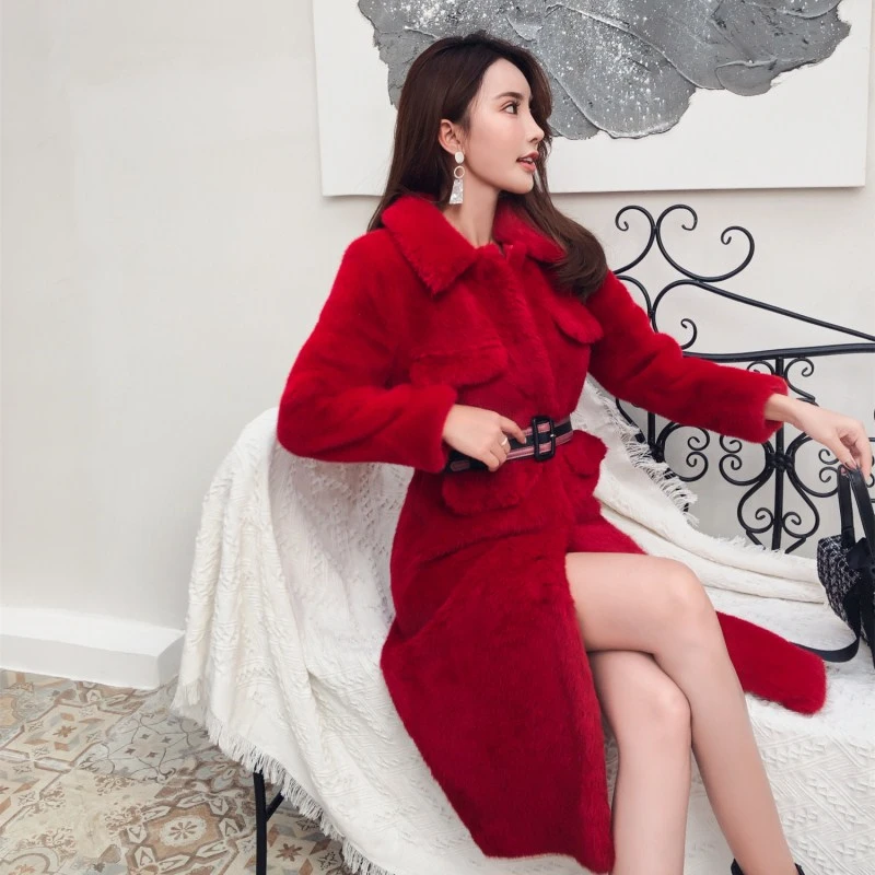 Новинка Зима 2019 норковая куртка женское толстое пальто из меха кролика Рекс