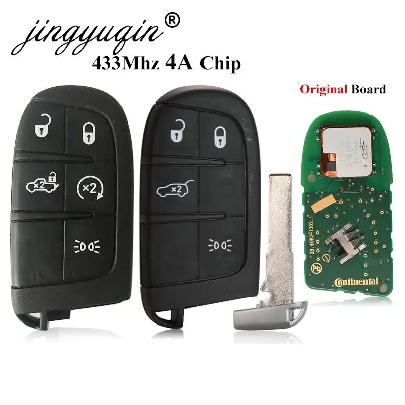 

jingyuqin Smart Remote Key Fob 433MHz 4A Chip 4/5 Button for Fiat 500 500L 500X 2016+ SIP22 Blade Original KeylessGo Fob Control