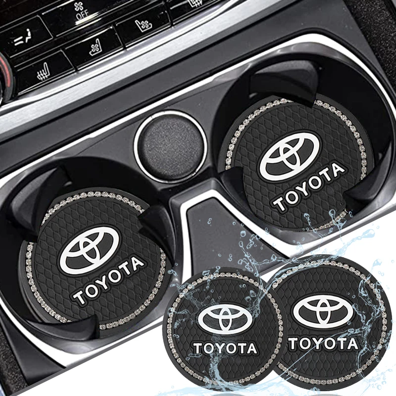 

1 Pcs Diamond Car Coasters Silica Gel Anti-slip Pad Mat For Toyota 4Runner corolla Land Cruiser RAV4 Tacoma Supra C-HR 86 Venza