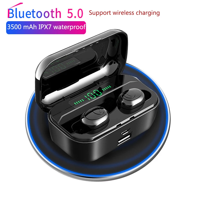 3500 мАч TWS беспроводные наушники Bluetooth 5 0 Led дисплей питания CVC8.0 DSP шумоподавление