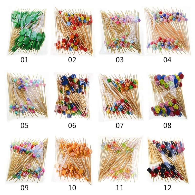 100 шт. 12 см Одноразовая бамбуковая вилка для фруктов и десертов на буфете.