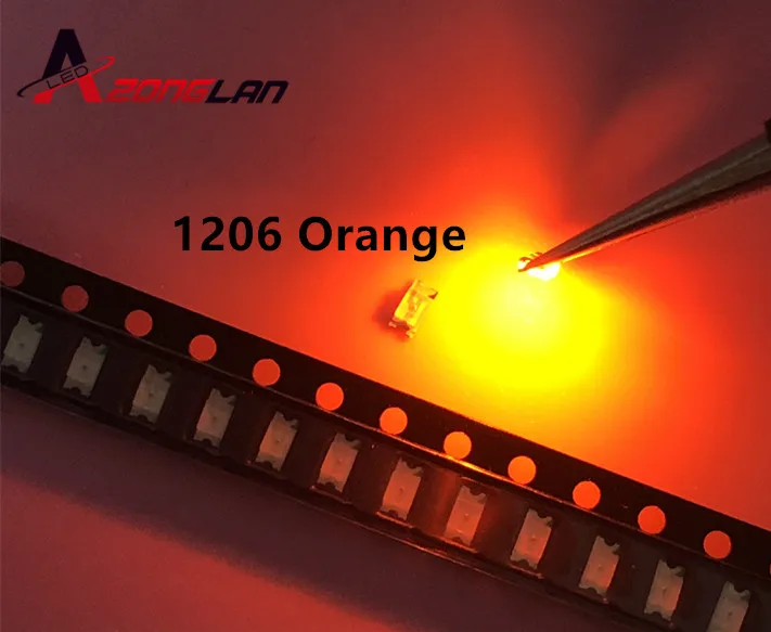 100 шт. оранжевые/Янтарные 1206 SMD SMT супер яркие светодиодные лампы светильник