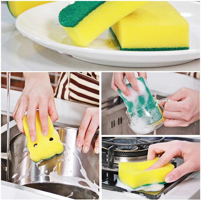 

10PCS Dishwashing Sponge Kitchen Nano Emery Magic Clean Rub Pot Rust Focal Stains Sponge Removing Kit Cleaning Brush Sponges