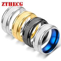 2021 new mens ring simple stainless steel good luck wedding rings for men black gold color punk biker jewelry free shipping