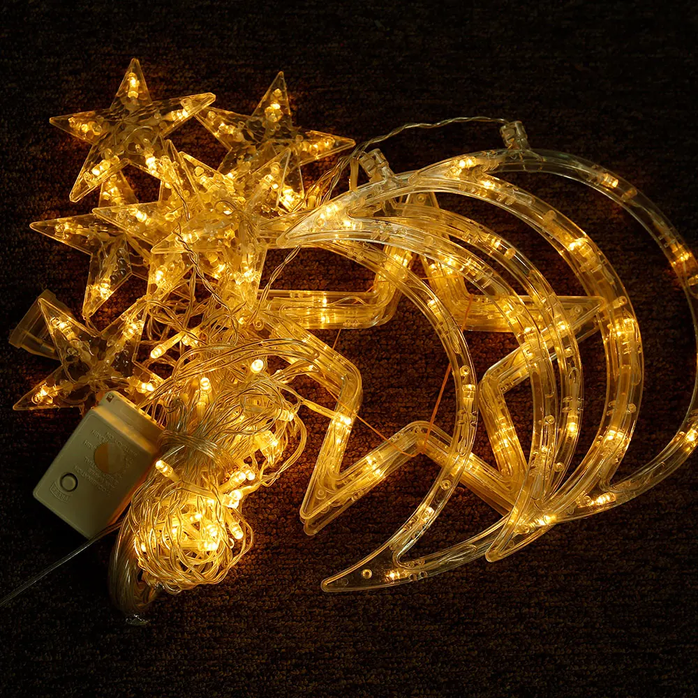 Луна Звезда лампа Светодиодная лента украшение Рождественские Огни Праздник