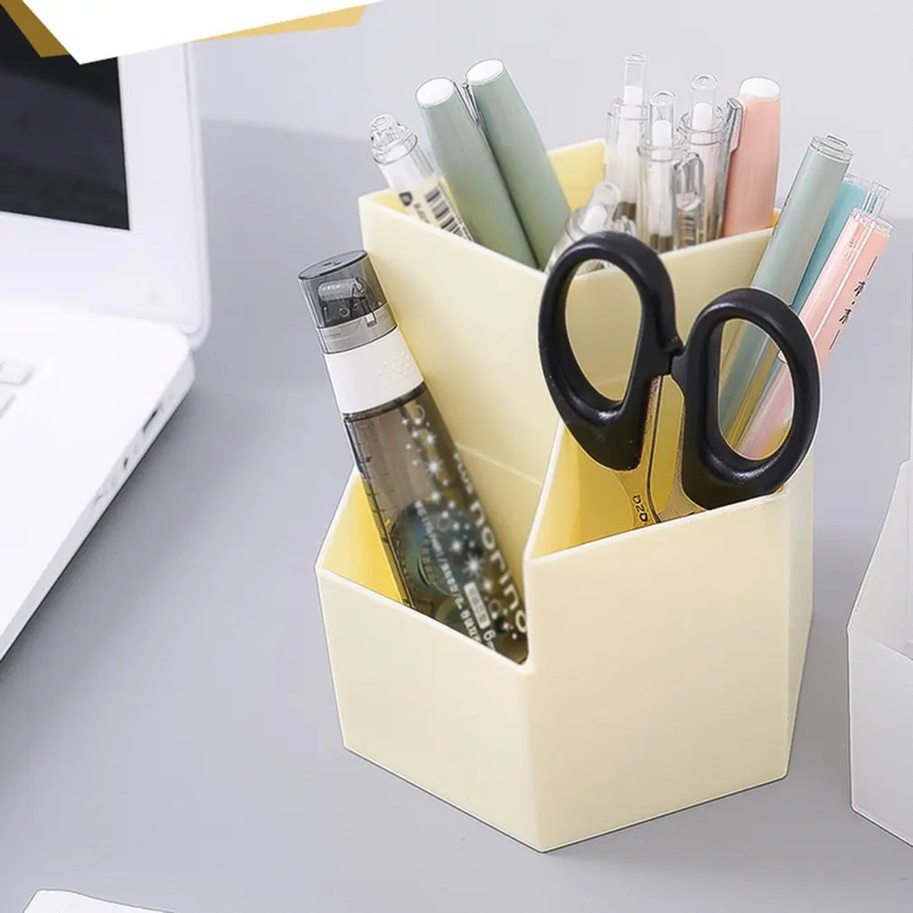 

Home Office Hexagonal Pen Pencil Holder Cute Pen Storage Cosmetic Makeup Storage Box Drawer Desk Organizer Accessories