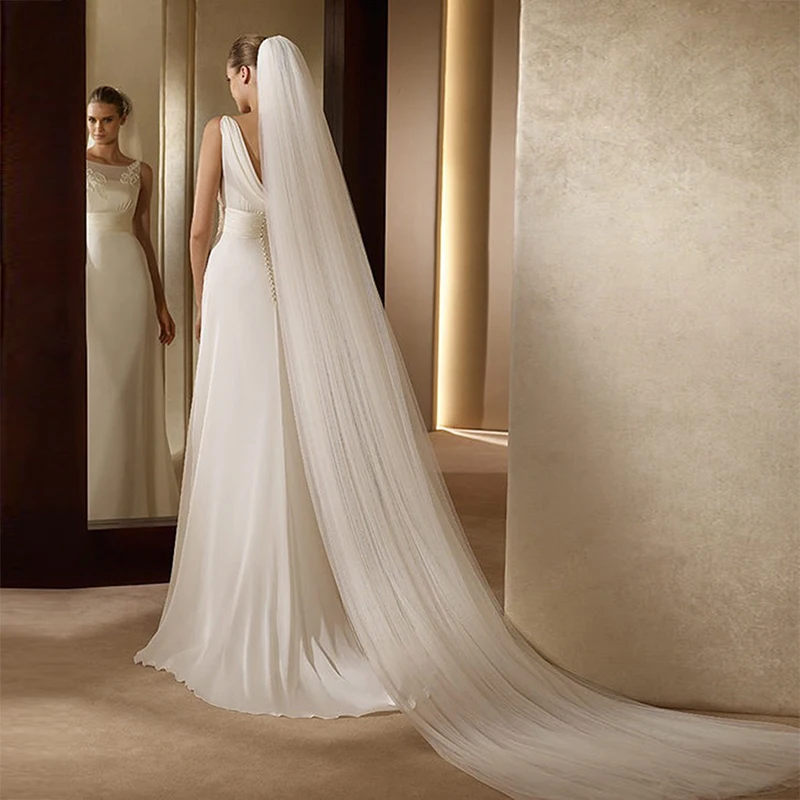 Элегантные свадебные аксессуары свадебная вуаль 3 метра 1 слой Длинная белая