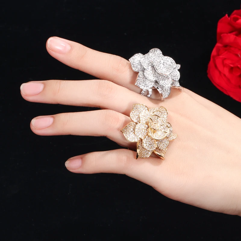 

rose petals ring fashion luxury pear-shaped women's wedding Cubic Zirconia Ring bride jewelry women's clothing rozenblaadjes