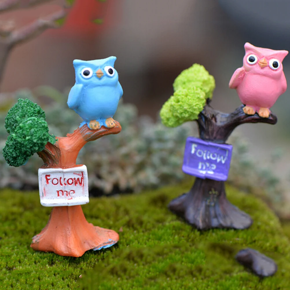 1Pc DIY Resin Owl &amp Tree Branch Mini Crafts Miniatures Fairy Garden Ornaments Bonsai Micro Landscape Decoration | Дом и сад