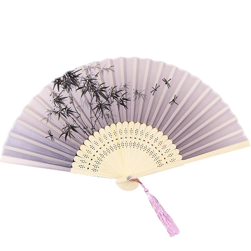 

Folding Hand Fan Portable Wedding Party Chinese Style Dance Cloth Ancient Folding Fan Handheld Craft Gift Female Fan