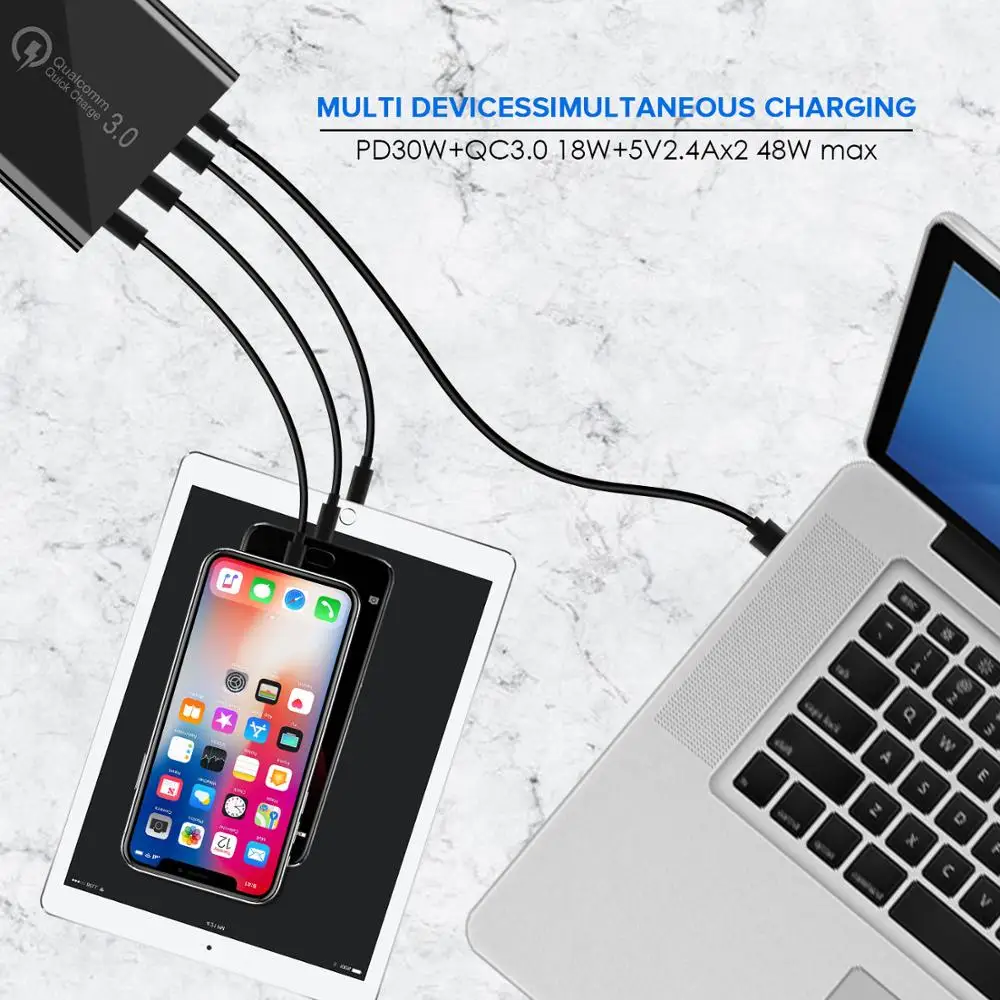 GOOJODOQ PD зарядное устройство 48 Вт USB быстрое зарядное устройство QC3.0 настенное зарядное устройство для iphone 11 XS Max Pro Apple iPad для samsung huawei Xiaomi Tablet