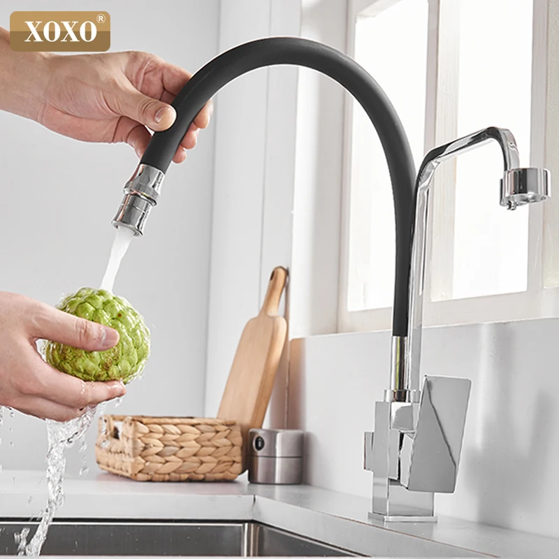 Фильтр XOXO для кухни, кран для питьевой воды, черный смеситель на одно отверстие, кран с вращением на 360 градусов, фильтр для чистой воды, кухонная затычка для раковины 81098