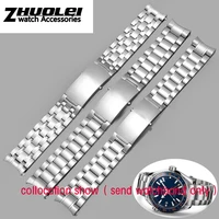 for o mega 007 wristband 18mm 22mm 20mm silver stainless steel solid link watchband strap folding clasp safety men correa de rel