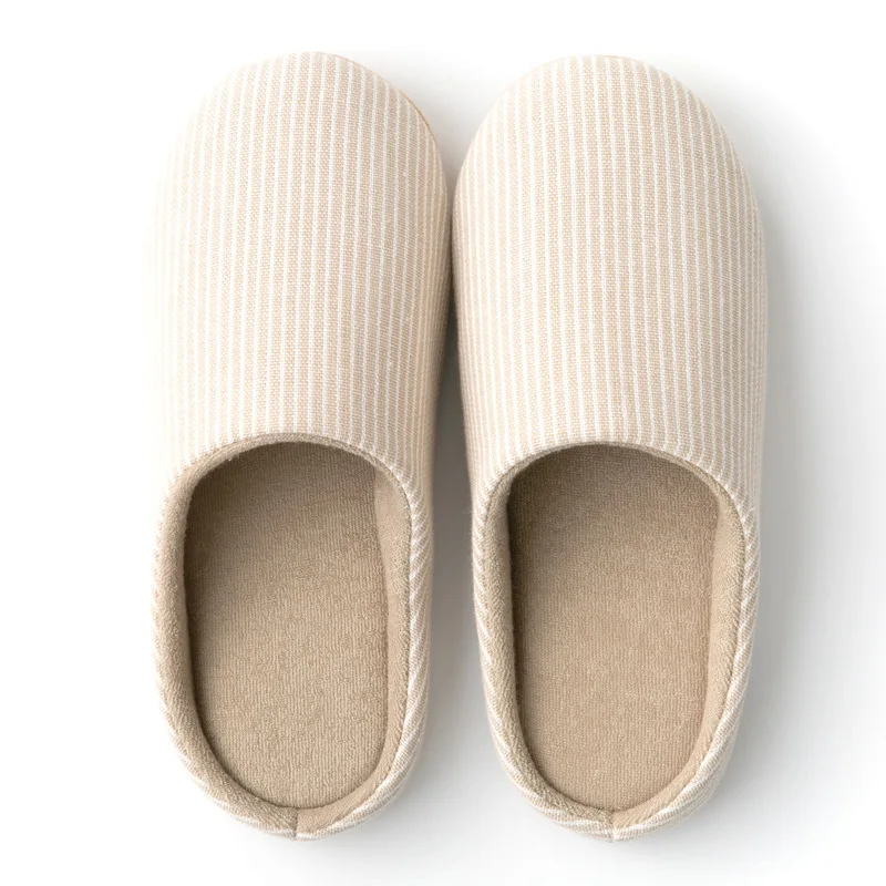 

2021 Winter New Men's Slippers Striped Basic Indoor Slippers with Platform Comfortable Keep Warm Size 35-44 Suitable for Couple