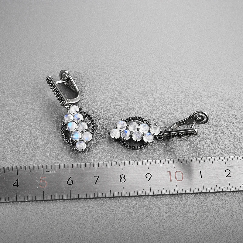 Новый стиль натуральный драгоценный камень синяя серьга с лунным камнем серебро